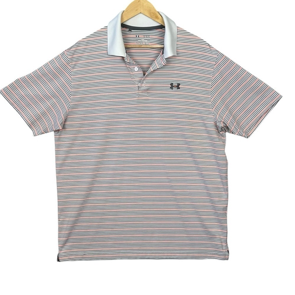 Under Armour Adult Mens Orange Short Sleeves Polo Shirt XL Golf Rugby